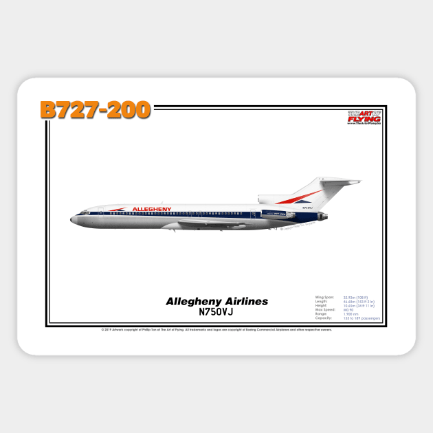 Boeing B727-200 - Allegheny Airlines (Art Print) Sticker by TheArtofFlying